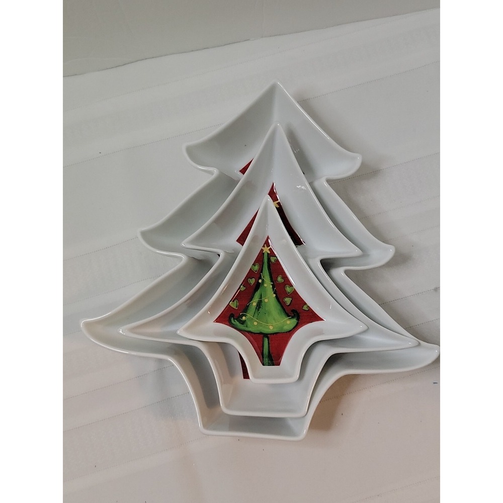 2005 Heritage Mint, Ltd. Holiday‎ Christmas Tree Nesting Serving Tray Bowls